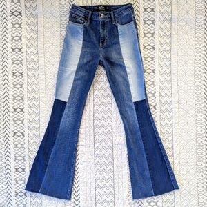 Hollister Bell Bottom Denim Patchwork Pants 5R
